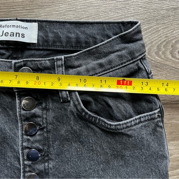Reformation Liza High Straight Button Fly Jeans Yuma Washed Black Womens size 26 - Picture 8 of 10